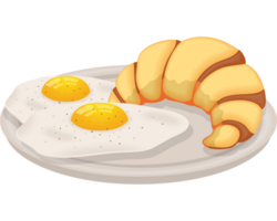 Eier gebraten und Croissant png