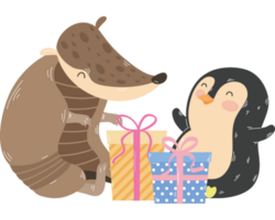 cute armadillo and penguin png