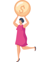 woman lifting coin money png
