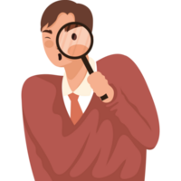 man using magnifying glass png