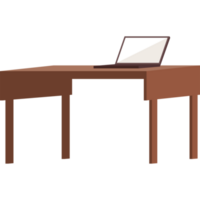 laptop en escritorio de madera png