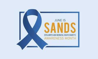 SANDS stillbirth and neonatal death charity awareness month is observed every year in june. June is SANDS awareness month. Vector template for banner, greeting card, poster with background.