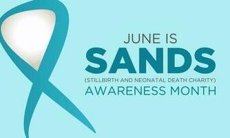 SANDS stillbirth and neonatal death charity awareness month is observed every year in june. June is SANDS awareness month. Vector template for banner, greeting card, poster with background.