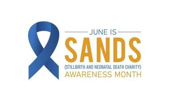 SANDS stillbirth and neonatal death charity awareness month is observed every year in june. June is SANDS awareness month. Vector template for banner, greeting card, poster with background.