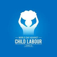 World day against child labour is observed every year in june 12. Vector template for banner, greeting card, poster with background. Vector illustration.