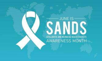 SANDS stillbirth and neonatal death charity awareness month is observed every year in june. June is SANDS awareness month. Vector template for banner, greeting card, poster with background.