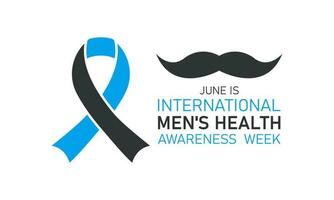 International men's health awareness week is celebrated every year around the world in the middle of june. Men's health week vector template for banner, greeting card, poster with background.