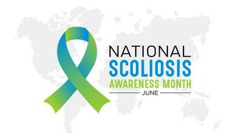 National scoliosis awareness month is observed every year in june. June is scoliosis awareness month. Vector template for banner, greeting card, poster with background. Vector illustration.