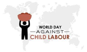 World day against child labour is observed every year in june 12. Vector template for banner, greeting card, poster with background. Vector illustration.