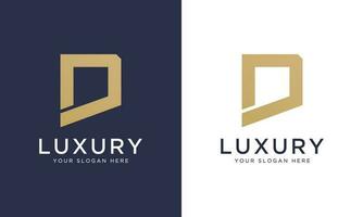 plantilla de logotipo de letra d de lujo en color dorado. diseño de logotipo de letra d de lujo inicial moderno y moderno. plantilla de vector de diseño de logotipo real premium letra d.