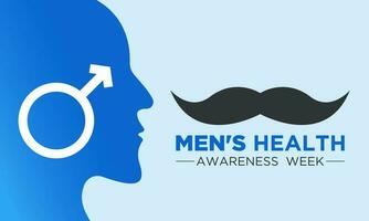 International men's health awareness week is celebrated every year around the world in the middle of june. Men's health week vector template for banner, greeting card, poster with background.