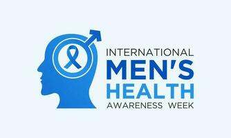 International men's health awareness week is celebrated every year around the world in the middle of june. Men's health week vector template for banner, greeting card, poster with background.