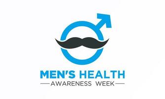 International men's health awareness week is celebrated every year around the world in the middle of june. Men's health week vector template for banner, greeting card, poster with background.