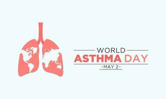 World asthma day. Vector illustration of world asthma day awareness poster with healthy lungs and inhaler.