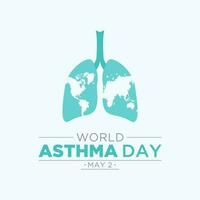 World asthma day. Vector illustration of world asthma day awareness poster with healthy lungs and inhaler.