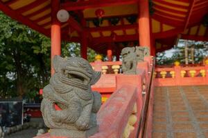 Traditional Chinese statute on the Chinese temples when Chinese new years. The photo is suitable to use for Chinese new year, lunar new year background and content media.