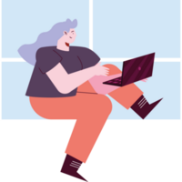 junge Frau mit Laptop png