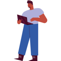 man standing using laptop png