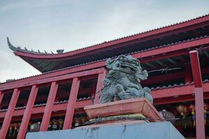 Traditional Chinese statute on the Chinese temples when Chinese new years. The photo is suitable to use for Chinese new year, lunar new year background and content media.