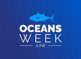 Oceans Week background or banner design template celebrated in june. vector illustration.