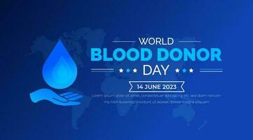 World Blood Donor Day technology background or banner design template with blue color. typography and unique shapes vector illustration. blood drop vector design.