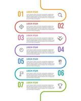 Infographic curve 7 steps or options to success. Vector illustration.