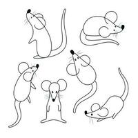 doodle mouse set vector