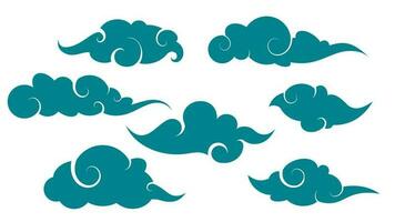 Set of Chinese clouds vector