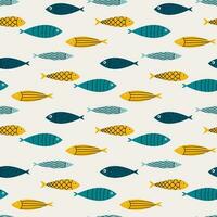 doodle fishes pattern vector