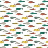 doodle fish print vector