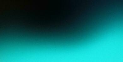 Turquoise blue green glowing color gradient on black grainy background, noise texture effect, large banner copy space photo