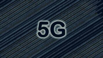 5G text in digital binary numbers background photo