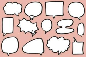 Hand drawn set of speech bubbles isolated . Doodle set element. Vector illustration.