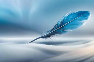 Beautiful blue feather. AI Generated photo