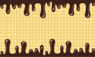 Chocolate Melting With Waffle Background photo