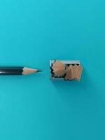 Pencil with sharpening shavings photo