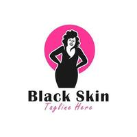 black woman vector illustration logo
