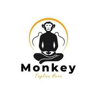 yoga monkey vector illustration logo