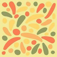 Groovy polka dot square banner Abstract retro art aesthetic 70s style. Trendy 1960s color silhouette groovy background. Cute vintage design. Wallpaper red and green poster. Vector illustration