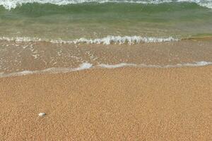 Beautiful waves on the sand beach background. photo