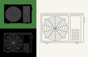 linear icon of the outdoor unit of the air conditioner in different colors for interior design, social networks, logo, labels, postcards, instructions, posters, signs, advertising vector