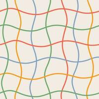 Distorted Groovy Multicolor Chessboard Seamless Pattern. Retro Style for Print on Textile, Wrapping Paper. Vector Pastel Background