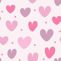 Cute Pink Distorted Hearts Seamless Pattern. Vector Background for Little Princess. Cartoon Love Style for Print on Textile, Wrapping Paper. Pink Print for Baby.