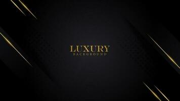 luxury black design background vector illustration with shiny gold line and halftone. luxury elegant theme design