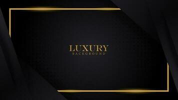 Luxury elegant abstract black background with shiny gold frame and halftone. Luxury elegant theme design vector illustration