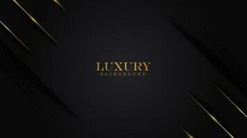 luxury black background vector illustration with shiny gold line and halftone. luxury elegant theme design