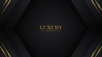 luxury abstract hexagon shape in black background with gold line and halftone. luxury elegant theme design vector illustration