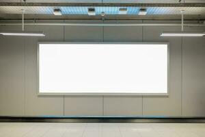 Blank billboard in airport, public transportation concept, blank billboard photo