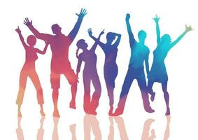 colourful silhouettes of people dancing on a white background vector