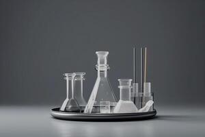 química laboratorio equipo utilidades embudo reloj vaso ai generado foto